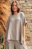 Pure Cotton Santos Keyhole Drape Back Top Mocha